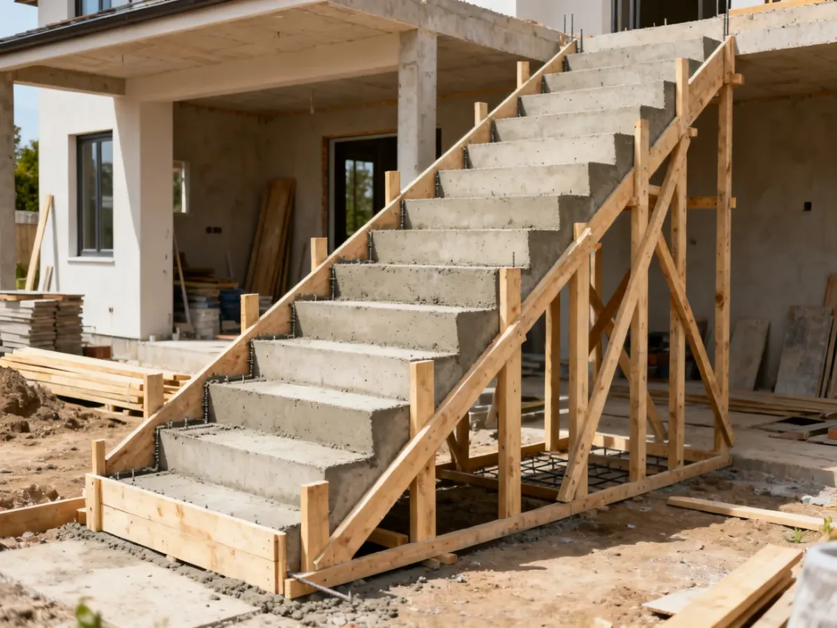 Stabilny szalunek przygotowany pod betonowe schody