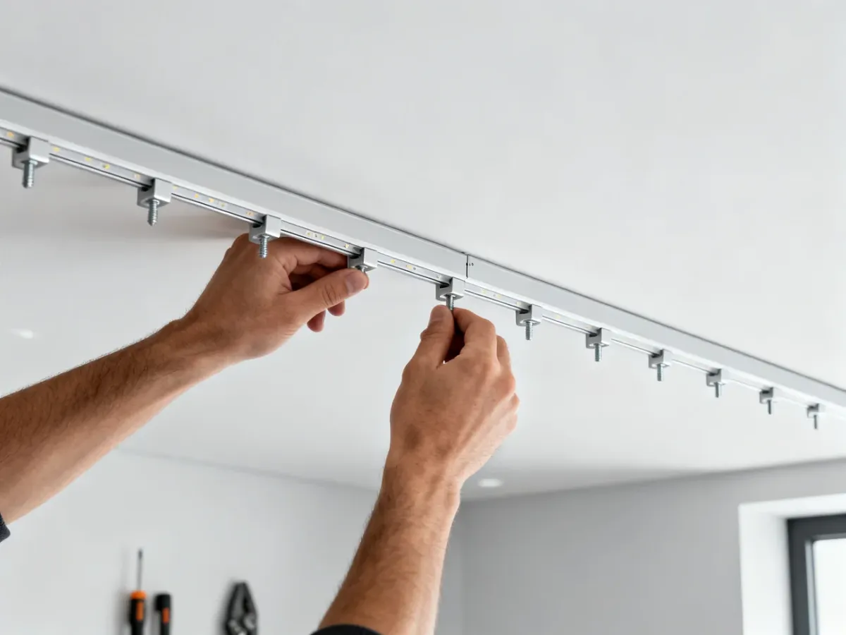 Mocowanie aluminiowego profilu LED do sufitu za pomocą uchwytów