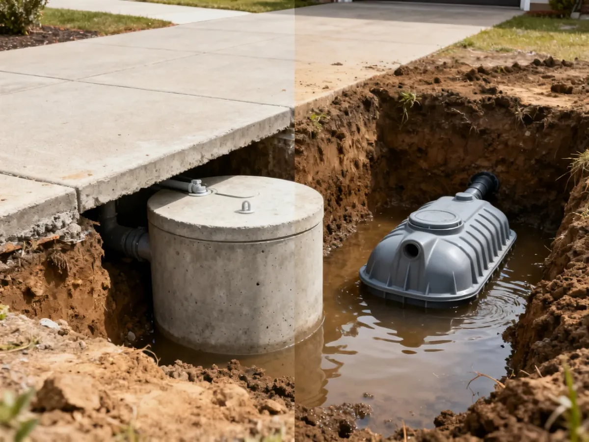 Porównanie betonowego i plastikowego szamba w różnych warunkach gruntowych